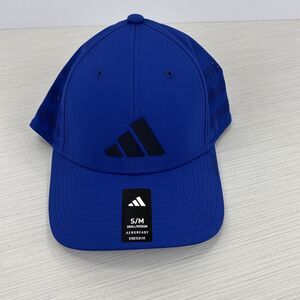 ADIDAS S/M Hat Cap Adult Gameday 4 Stretch Lucid Blue Climalite Baseball NWT